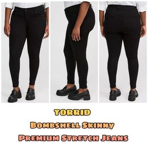 Torrid, Black, Bombshell Skinny, Premium Stretch Jeans, Size 26T, NWOT